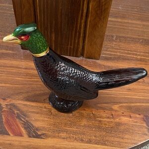 Avon Green and Black Glass Pheasant Figurine